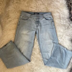 Eb denim low rise baggy / wide leg jeans in light wash